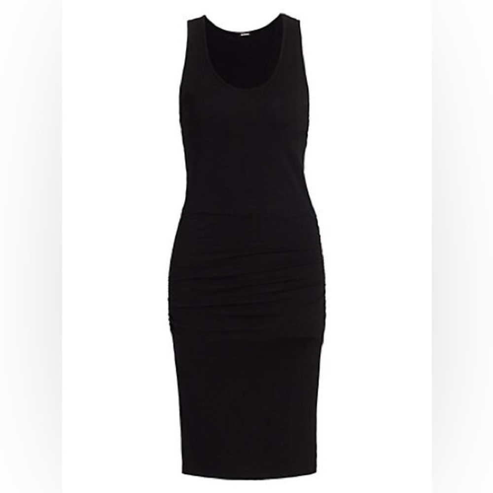 Monrow Supersoft Shirred T-Shirt Dress Black